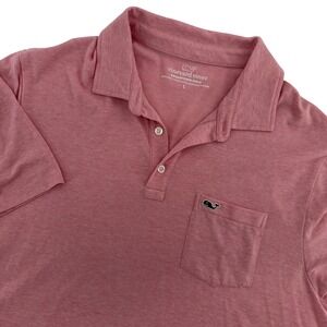 Vineyard Vines Edgartown Polo Shirt Mens Large Pink Heather Pima Cotton Blend